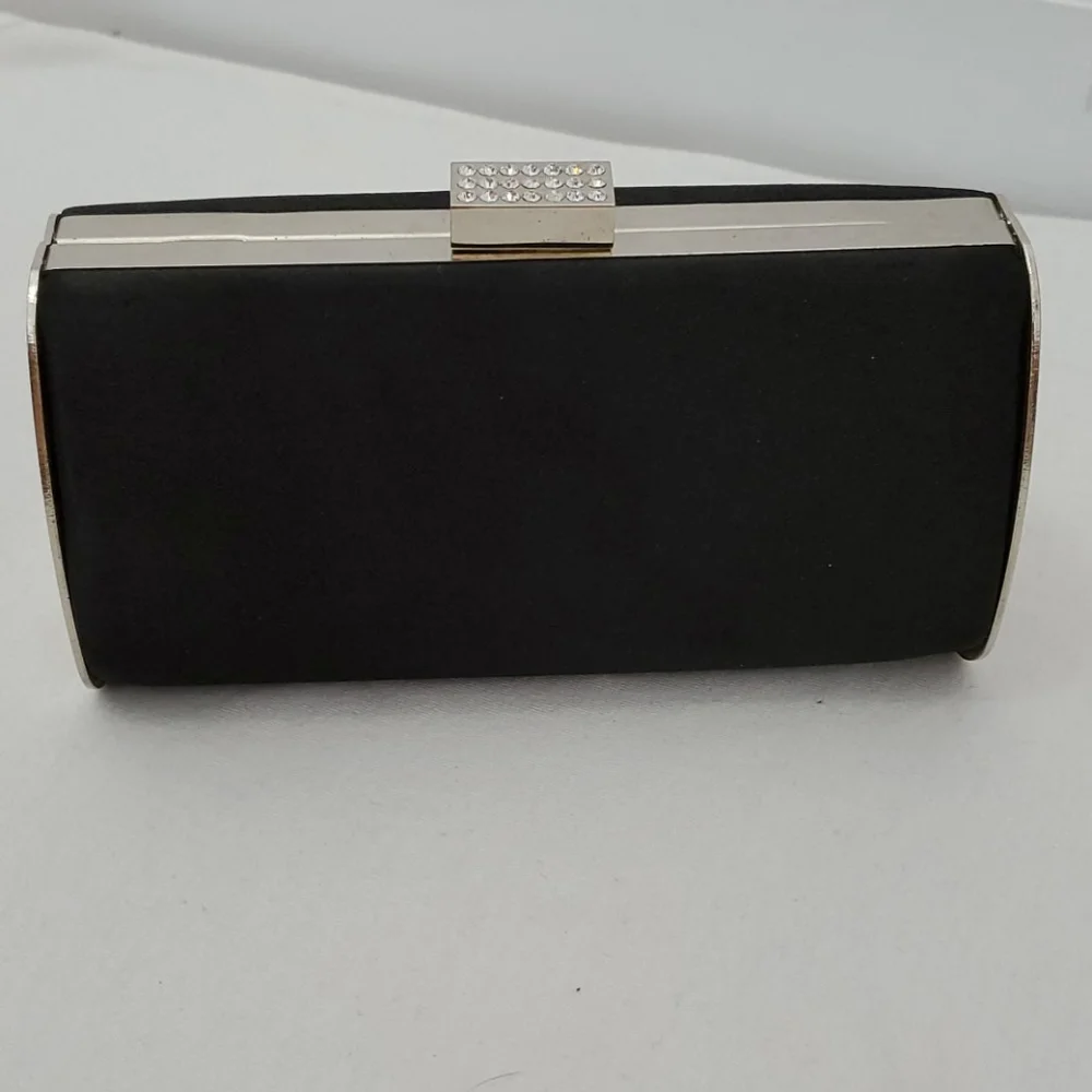 Black satin clutch